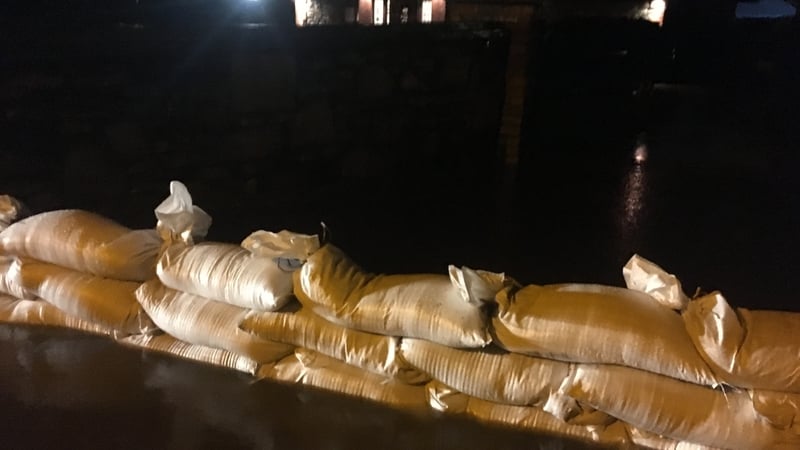 Sandbags outside a house in Mountmellick