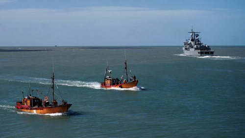 Vessels searching for the missing submarine
