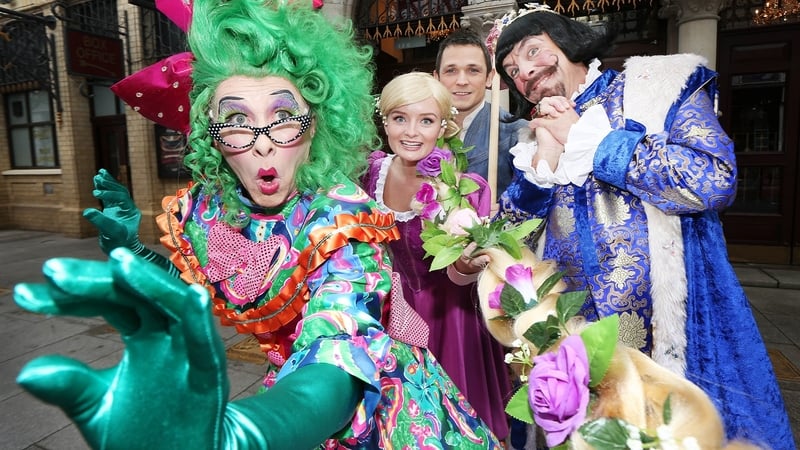 Joe Conlan (far left) with the cast of this year's Gaiety panto, Rapunzel