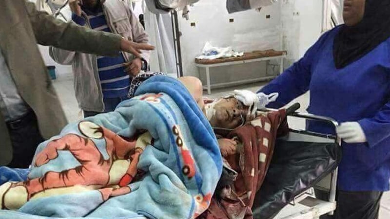 A victim is treated in hospital following the attack