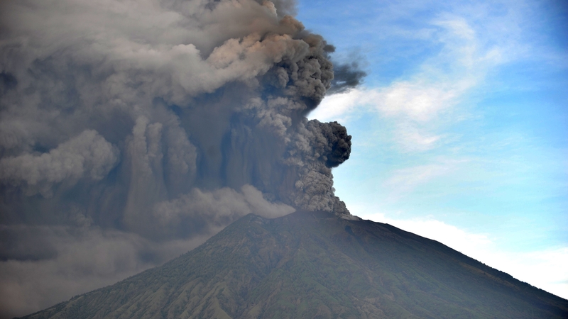 Mount Agung erupting on the Indonesian island of Bali