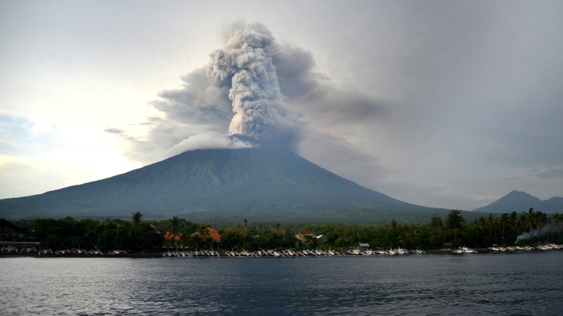Volcanic ash is spewing out of Mount Agung