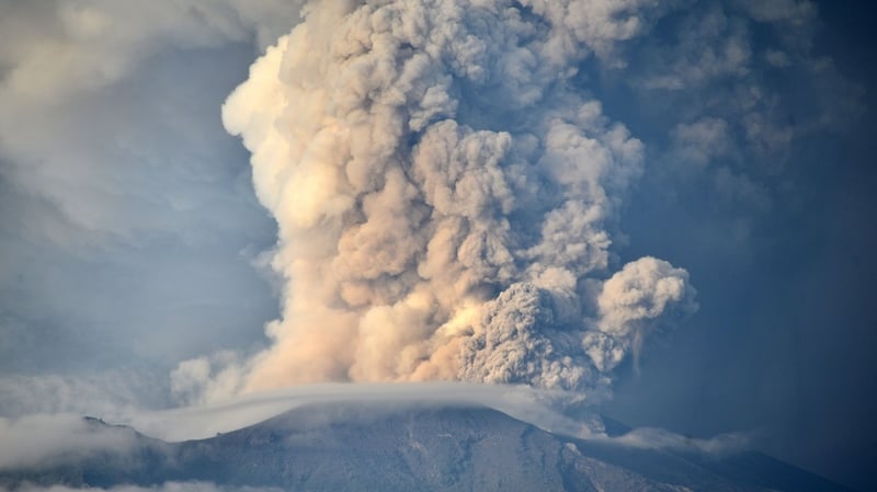 Bali's airport is about 60km from the Mount Agung volcano