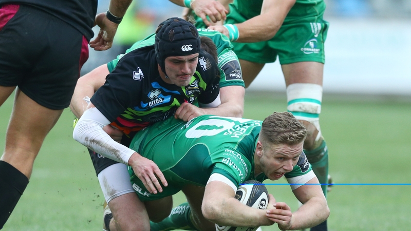 Zebre's Carlo Canna tackles Steve Crosbie of Connacht