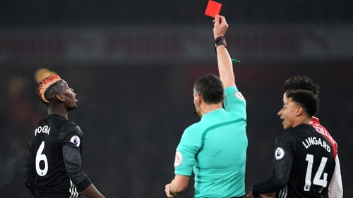 Pogba was sent off against Arsenal