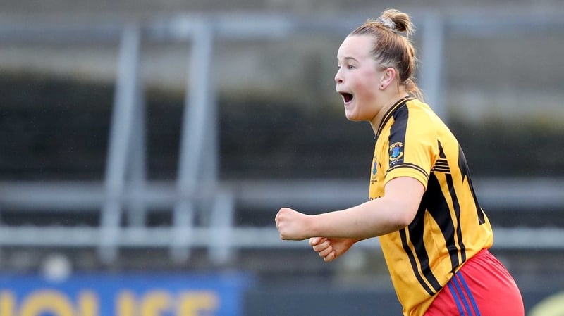 Vikki Wall celebrates a goal for Dunboyne