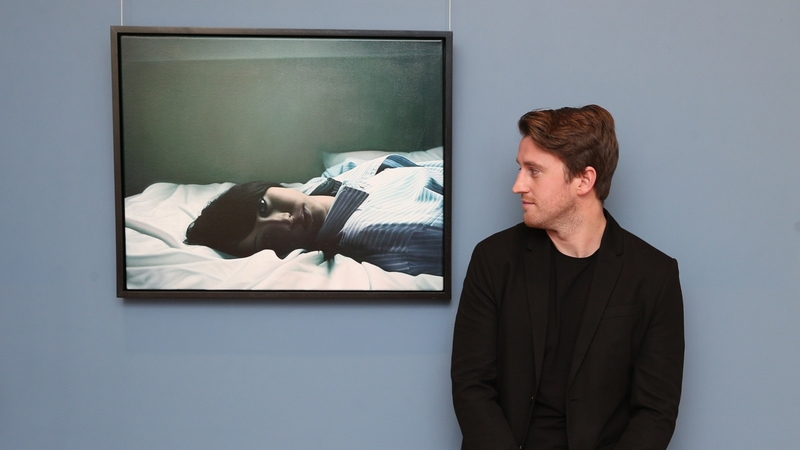 Jack Hickey pictured with his winning portrait, entitled 'My Time'. Photo: Leon Farrell