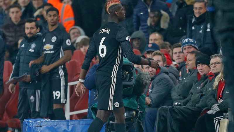 Paul Pogba receives his marching orders in the 3-1 victory over Arsenal