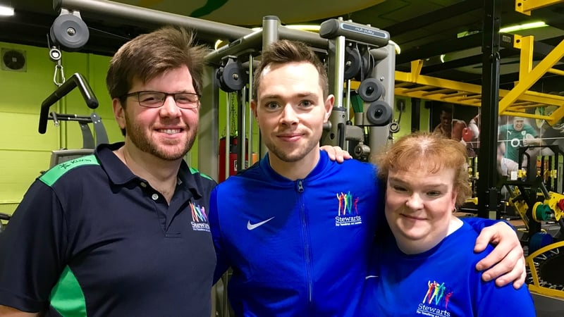 Dean Rock (centre) with William Maloney and Lorraine O'Halloran at Stewarts Care