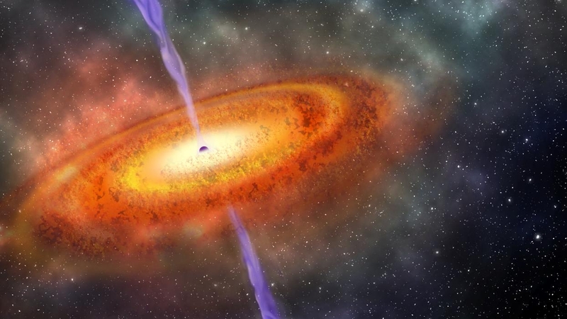 Artist's impression of most-distant supermassive black hole ever discovered
(pic: Robin Dienel, courtesy of the Carnegie Institution for Science)