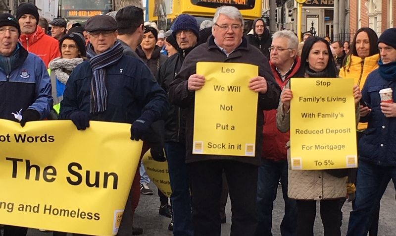 Councillor Christy Burke told the rally he wants an immediate end to eviction courts
