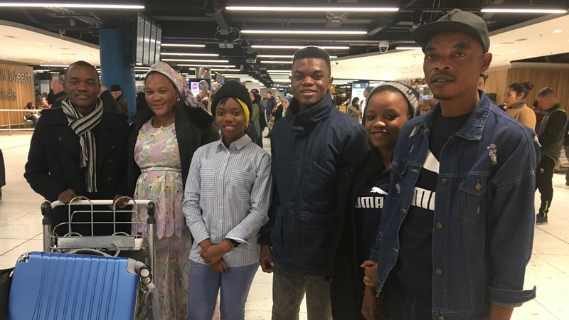 The entire Kanyamuhanga family were reunited at Dublin Airport this morning