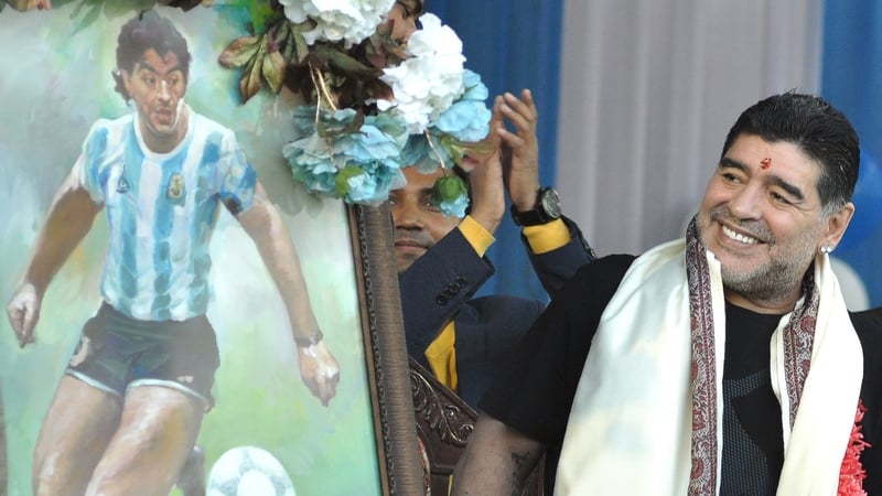 Diego Maradona at the official unveiling in India