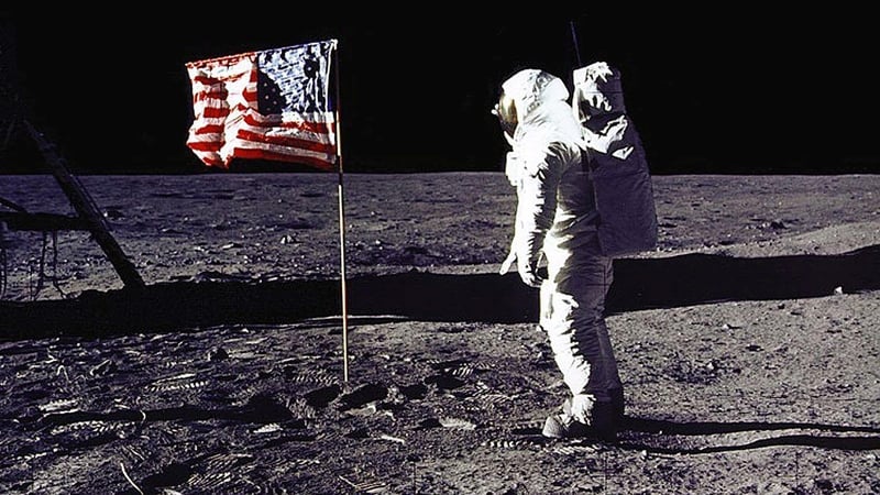 Buzz Aldrin on the Moon in 1969