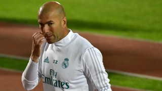 Real Madrid boss Zinedine Zidane patrols a training session ahead of their FIFA Club World Cup semi-final against Al Jazira