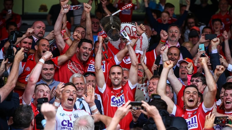 Cork's victorious Munster winning captain Stephen McDonnell lifts the cup in 2017