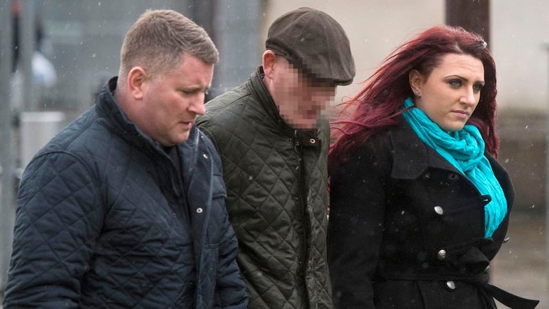 Britain First leader Paul Golding (L) and Jayda Fransen arriving at court in Belfast