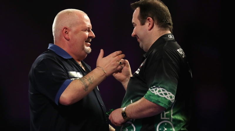 Brendan Dolan (r) was appearing at the Worlds for the tenth year in a row