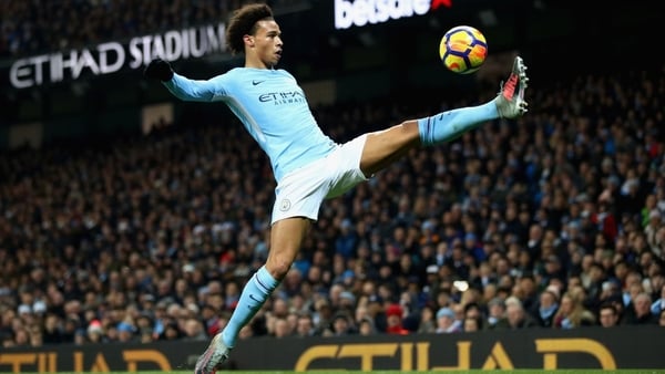 Manchester City's Leroy Sane controls the ball