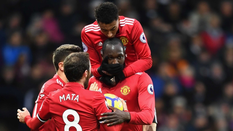 Romelu Lukaku is mobbed after his goal