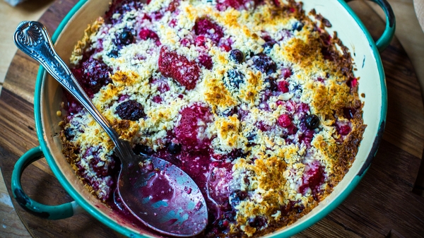 Donal's White Chocolate and Berry Bake with Vanilla ice-cream