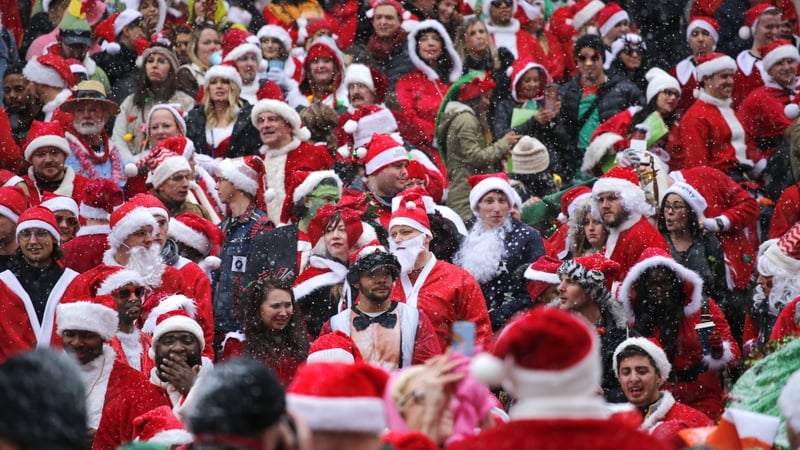 When all your pals on the 12 Pubs procession decide to dress the same. Photo: Kena Betancur AFP/Getty Images