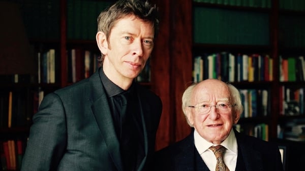 Mystery Train host John Kelly with President Michael D. Higgins
