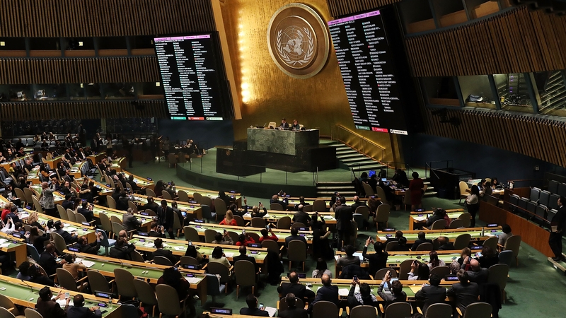 128 countries voted in favour of the resolution, with nine voting against