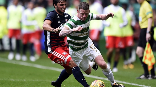 Hayes was stretchered off against Dundee
