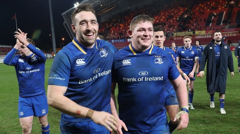Jack Conan and Tadhg Furlong celebrate their win