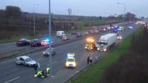 The collision occurred on the N7 yesterday (Pic: Hugh McCreevy)