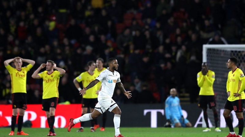 Luciano Narsingh turns away after scoring Swansea's winner