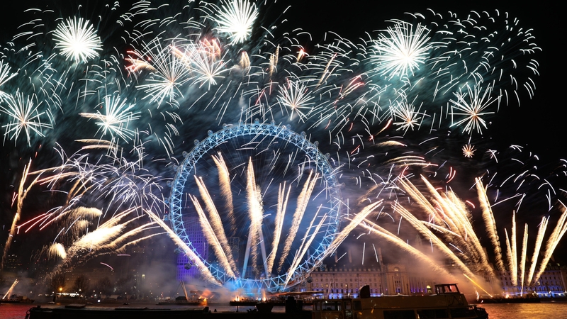 There were colourful firework displays in Sydney, Hong Kong and London (above)