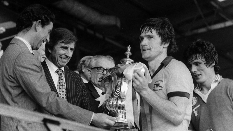Arsenal captain Pat Rice with the FA Cup after the Londoners beat Manchester United 3-2 in the 1979 final
