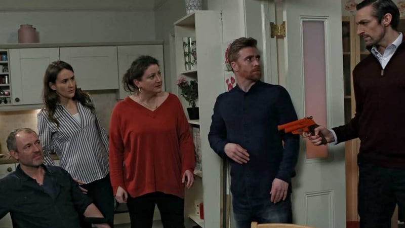 An unnerving siege begins on Fair City this week as Oakley wields a flare gun