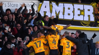 Newport celebrate the winner against Leeds