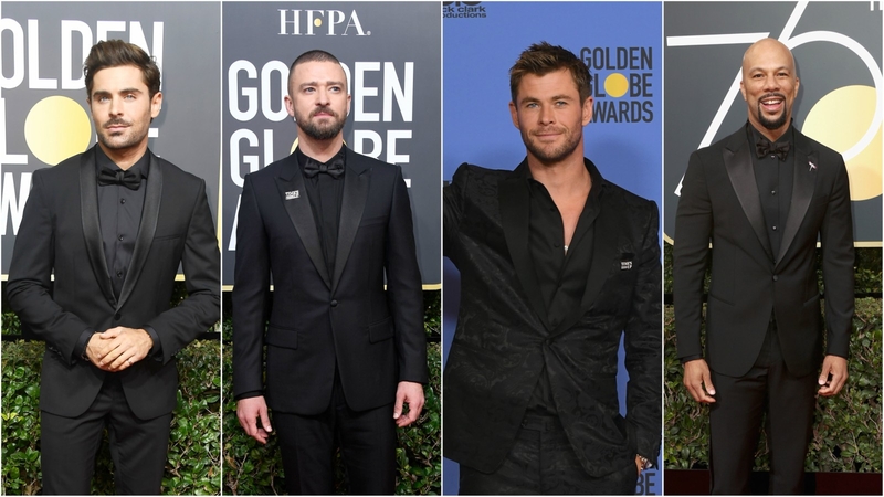 Find out which men joined the 'black dress' protest at the Golden Globes.