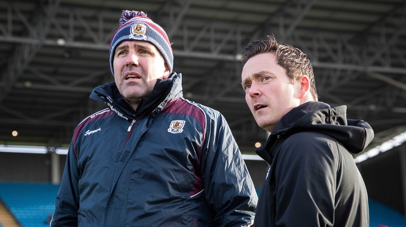 Kevin Walsh (L) with referee Paddy Neilan at MacHale Park