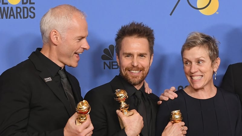 Martin McDonagh, Sam Rockwell and Frances McDormand at this year's Golden Globes