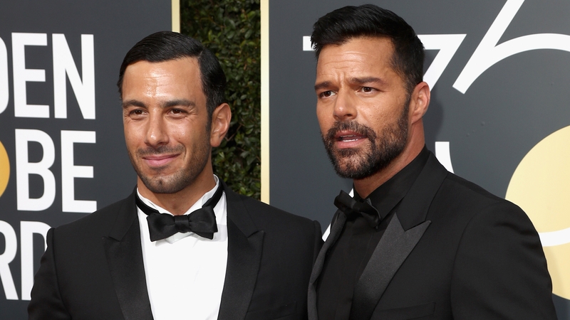 Jwan Yosef and Ricky Martin at the Golden Globes in Beverly Hills on Sunday night