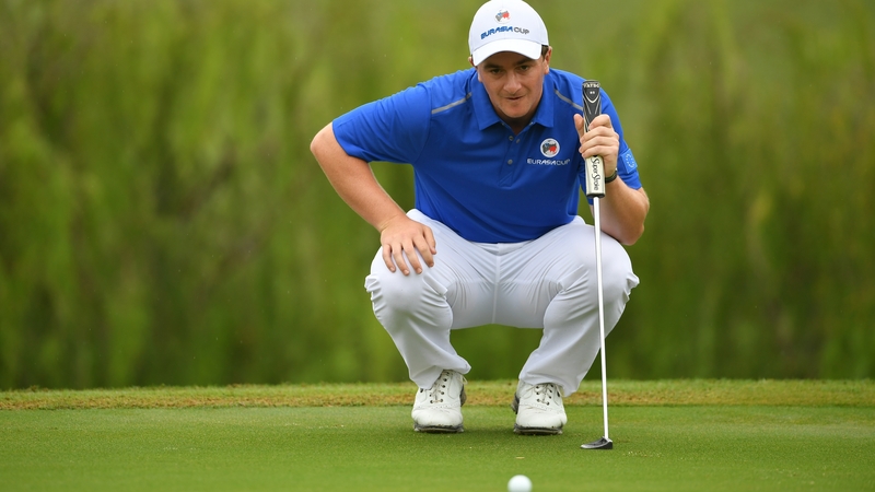 Paul Dunne in action during the opening round of the 2018 EurAsia Cup in Kuala Lumpur.
