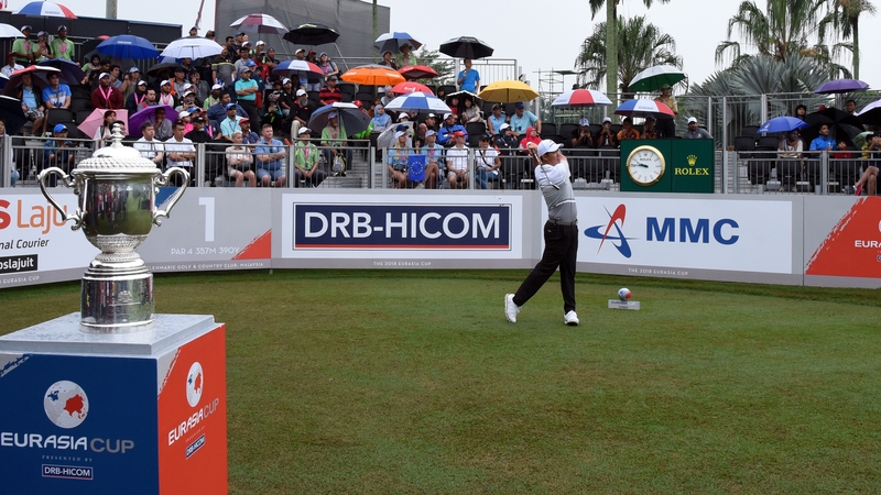 Byeonghun An during the foursomes matches on day two of the 2018 EurAsia Cup.