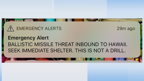 The US military's Pacific Command said the warning had been sent in error