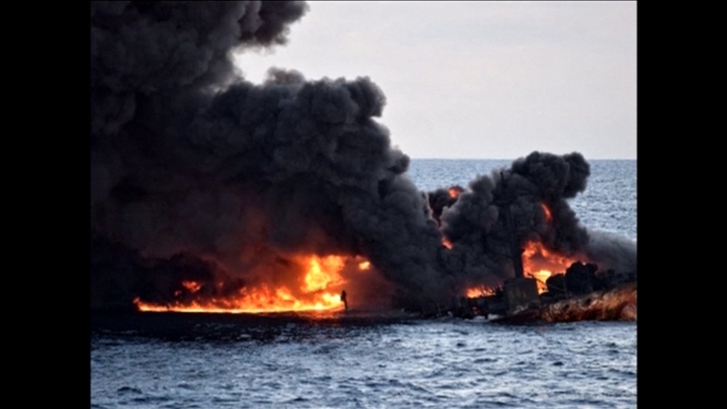 The Sanchi was carrying 136,000 tonnes of light crude oil when the collision happened