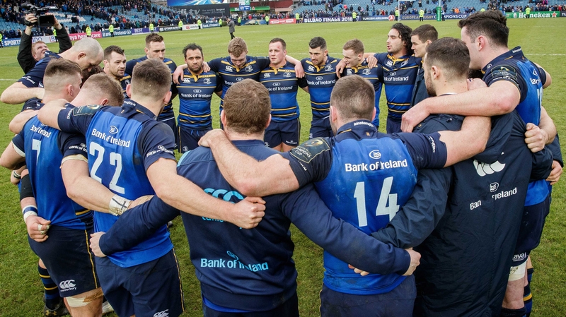 Leinster huddle together after their victory