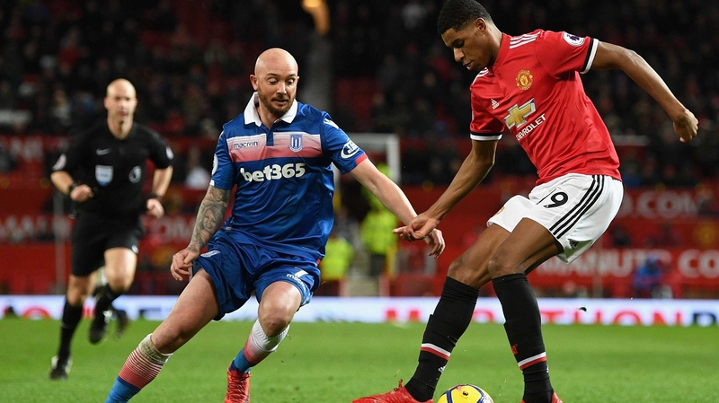 Stephen Ireland featured in Stoke's 3-0 defeat to Manchester United