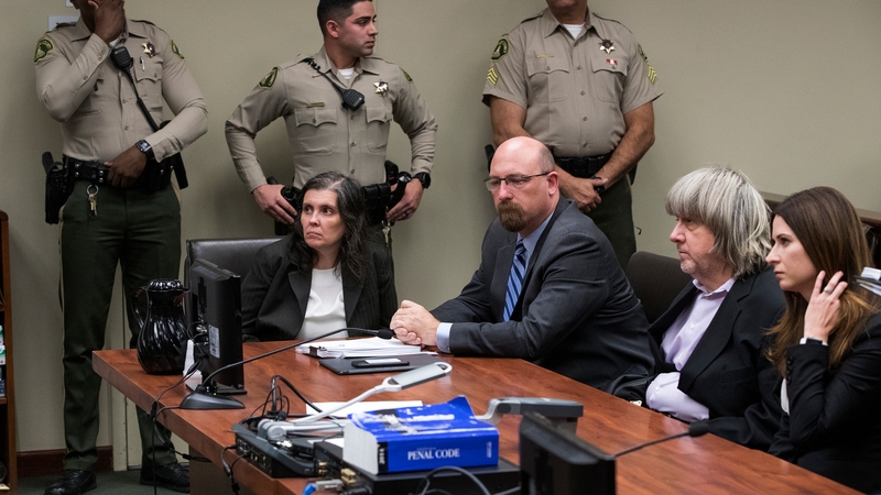 David Allen Turpin (second right) and Louise Anna Turpin (left) appeared in court in California