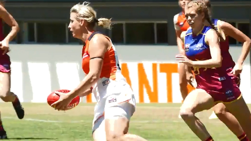 Cora Staunton kicked two goals on her Aussie Rules debut for Greater Western Sydney Giants