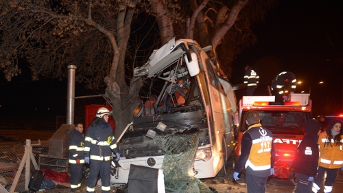 The bus crashed in the Eskişehir region, on its journey from Ankara to Bursa