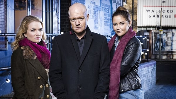 Jake Wood as Max with on-screen daughters Abi (Lorna Fitzgerald, left) and Lauren (Jacqueline Jossa)